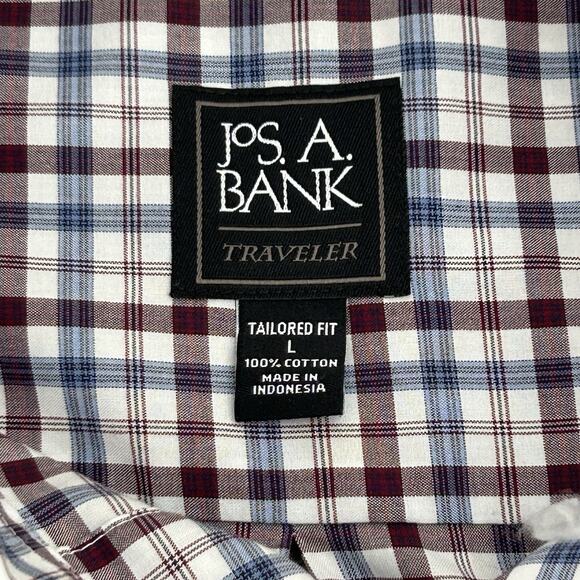 Joseph A Bank Traveler Dress Shirt Mens Large Plaid Button-Down Long Sleeve - Picture 2 of 14